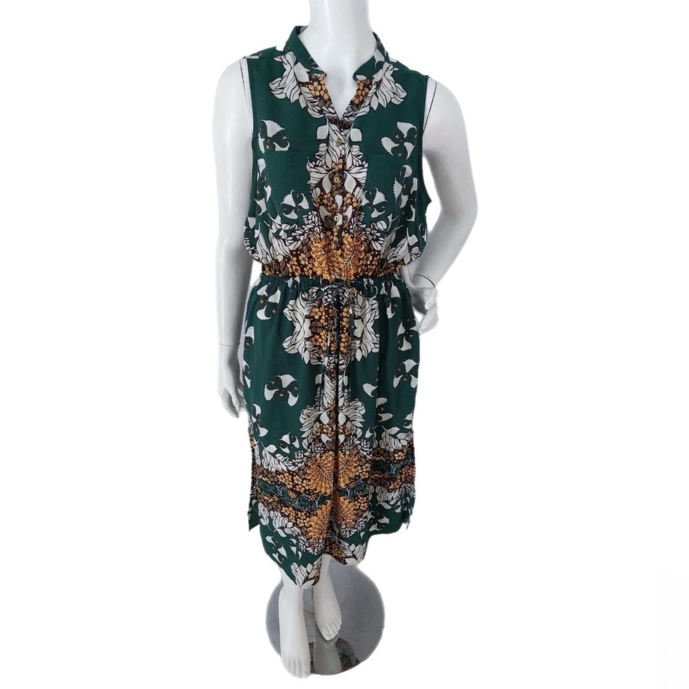 River Island Green and Gold Floral Midi Dress